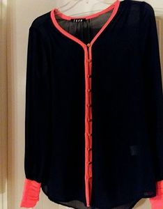 Navy & coral blouse
